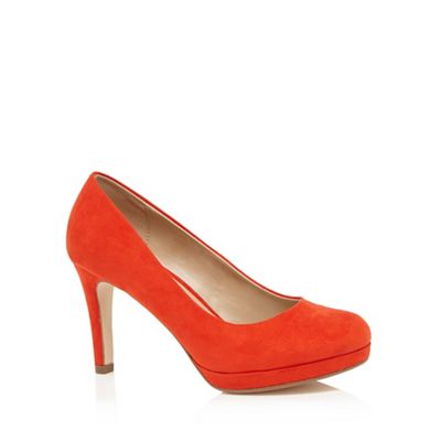 The Collection Orange high wide fit court shoes